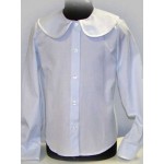Перемена, школьная блузка 1752-08 голубой, тонкая полоска или клетка